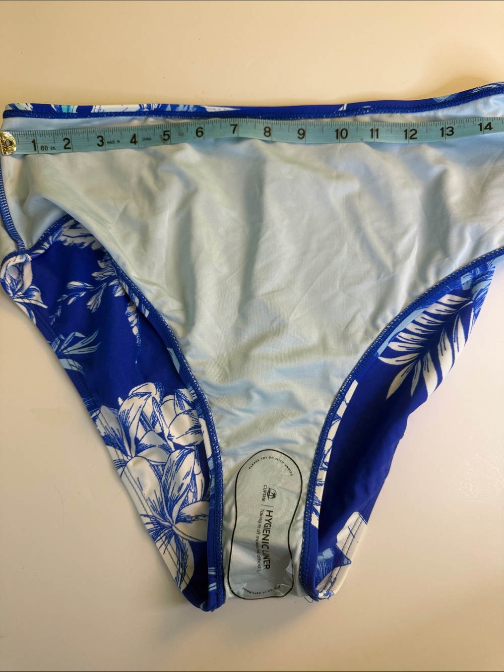 Cupshe XL Blue & White Floral High Waist Bikini Bottoms. NWT - Picture 3 of 4